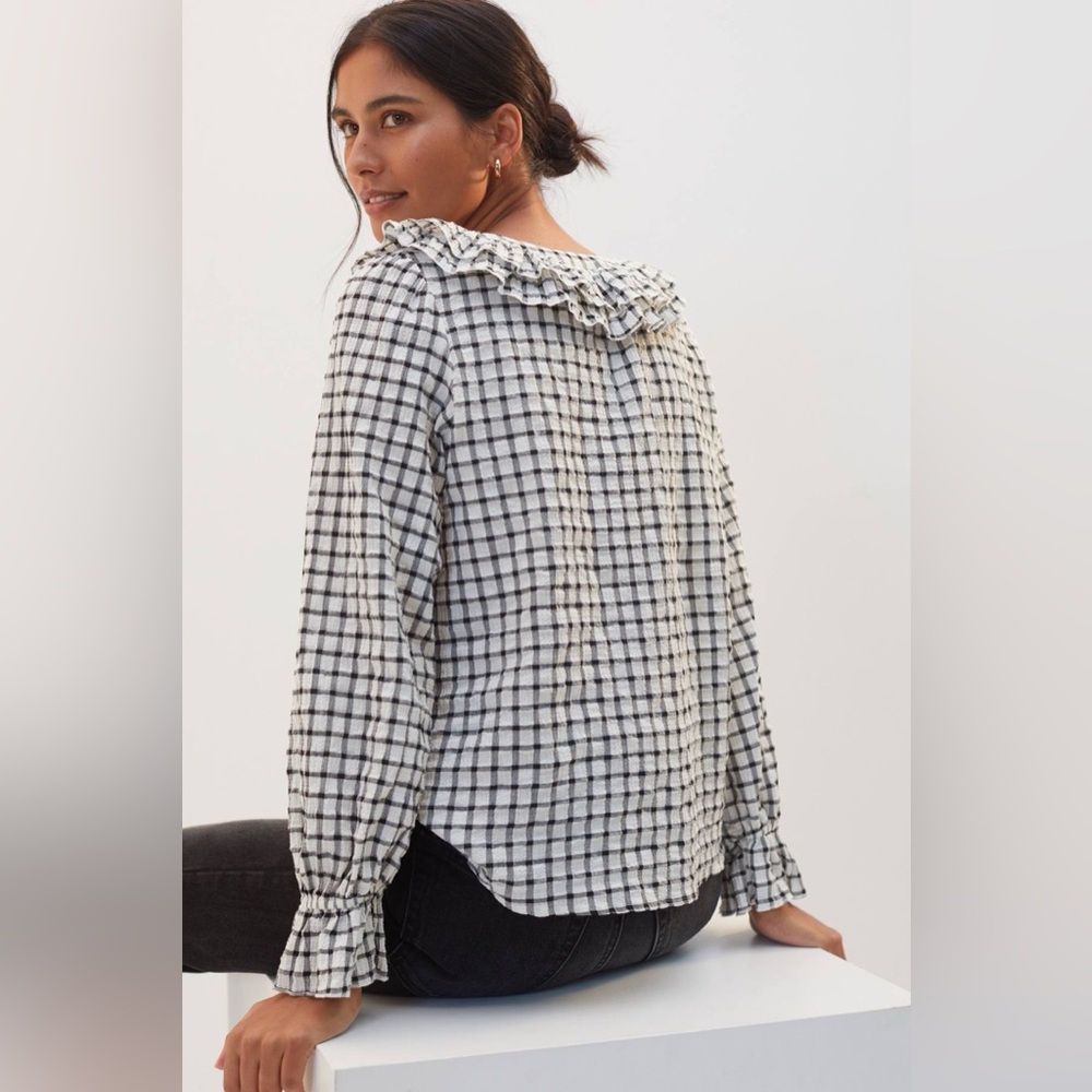 Maeve Ruffled Plaid Buttondown - Picture 3 of 6